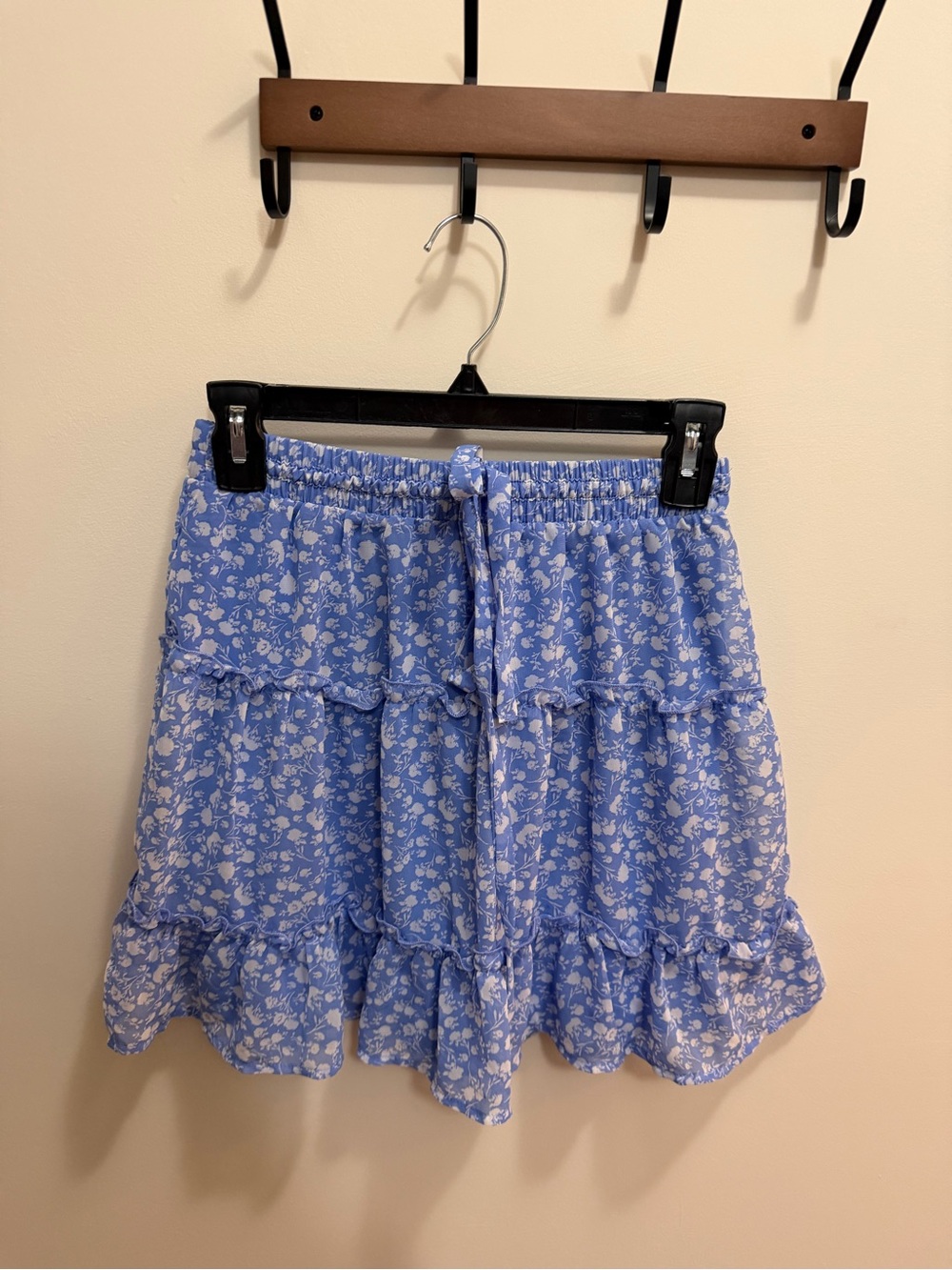 Sienna Sky Blue Floral Tiered Mini Skirt